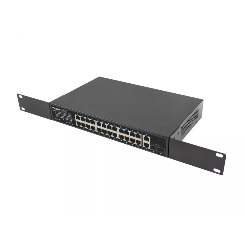 Nevaldomas LANBERG komutatorius RSGE-24P-2GE-2S-360 su 24 RJ-45 Ethernet prievadais