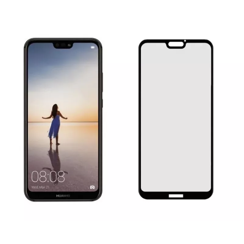 Grūdinto stiklo visiškai priklijuojamas ekrano apsauginis stiklas Tellur, skirtas „Huawei P20 Lite“ – tinkamas naudoti su dėklu, juodas