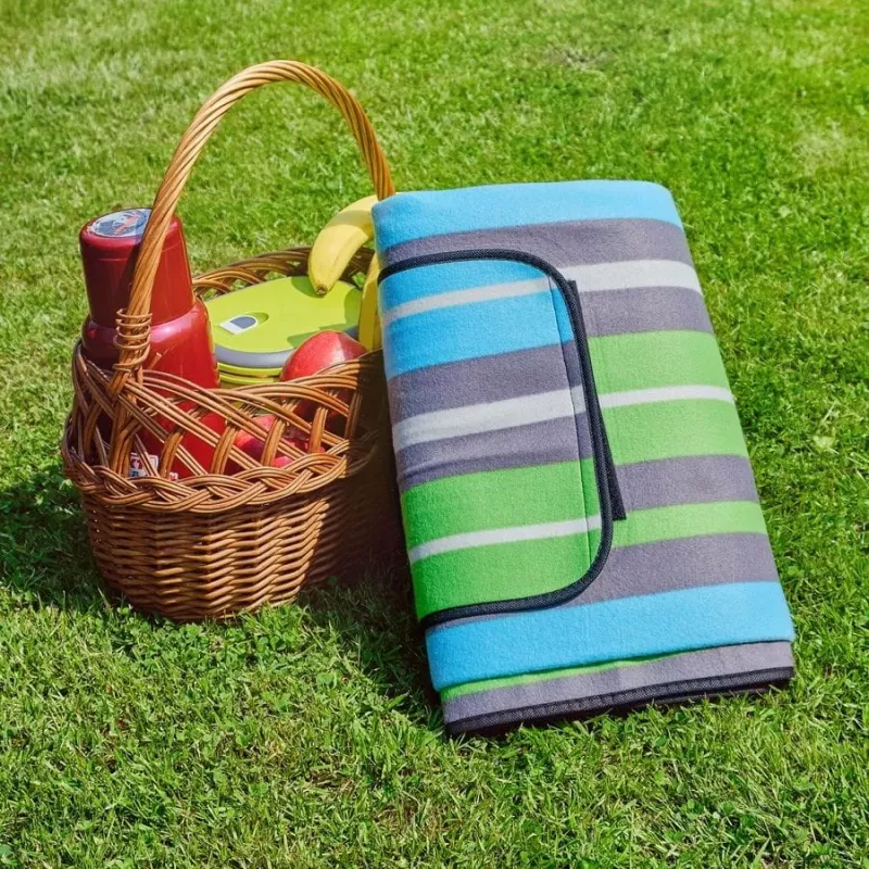 Pikniko antklodė PROMIS KP200PZ, žaliomis juostelėmis, 200 x 150 cm