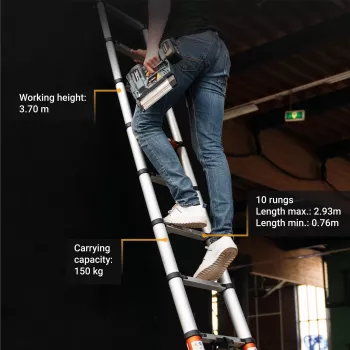 Teleskopiniai laiptai Batavia B.V. Giraffe AIR 2,93 m — kompaktiški ištraukiami laiptai