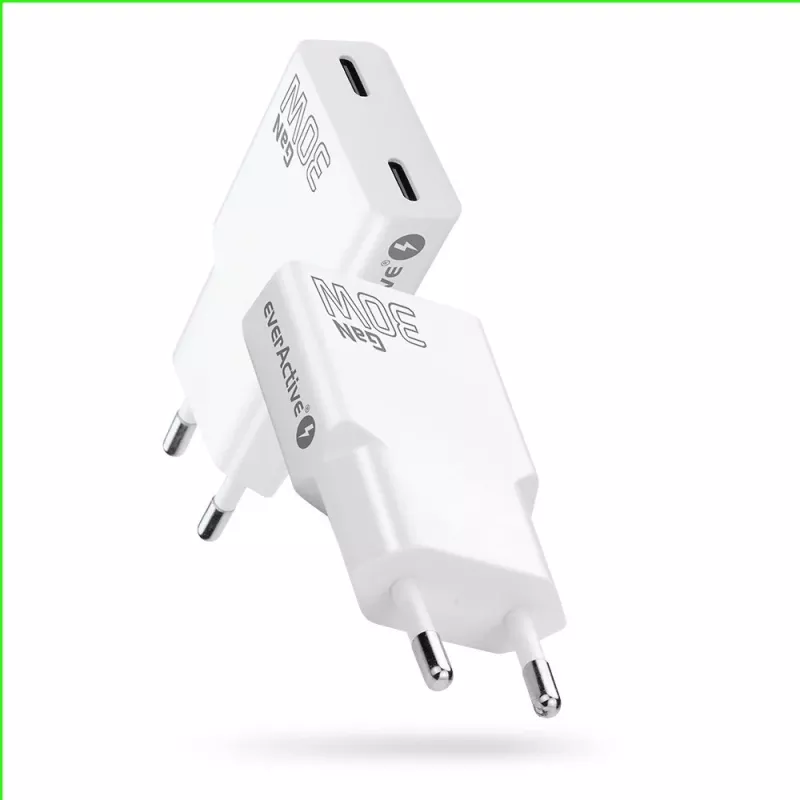 Maitinimo adapteris everActive SC-385Q Super plonas QC 4 Fast Charging — USB greitasis įkroviklis, kompaktiško dizaino