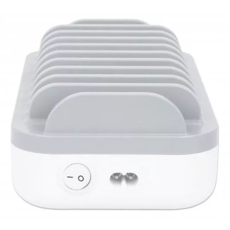 Manhattan Charging Station, 10x Ports: 3x USB-C (up to 18W PD) and 7x USB-A (up to 12W), 120W Total Output, White/Pilka, Three Year Warranty