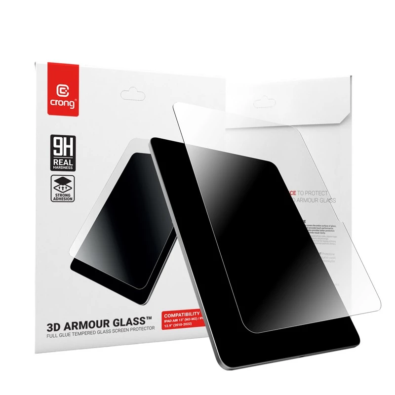 Grūdinto stiklo ekrano apsauga Crong, skirta iPad 13 M3 / iPad Air 13 M2, 9H kietumas