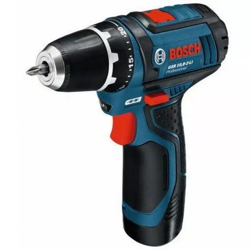 Bosch GSR 10,8-2-LI Professional Keyless Juoda, Blue, Red