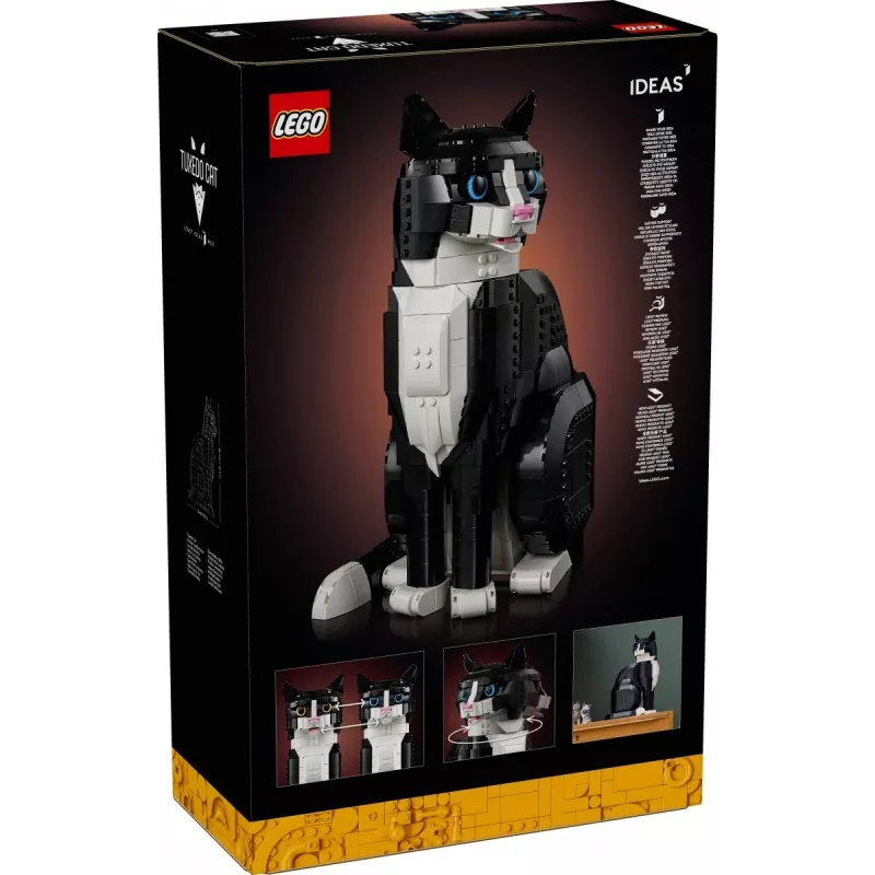 LEGO set Ideas 21349 Tuxedo Cat statybų rinkinys — kolekcinis plytų modelis, vitrininis kūrinys