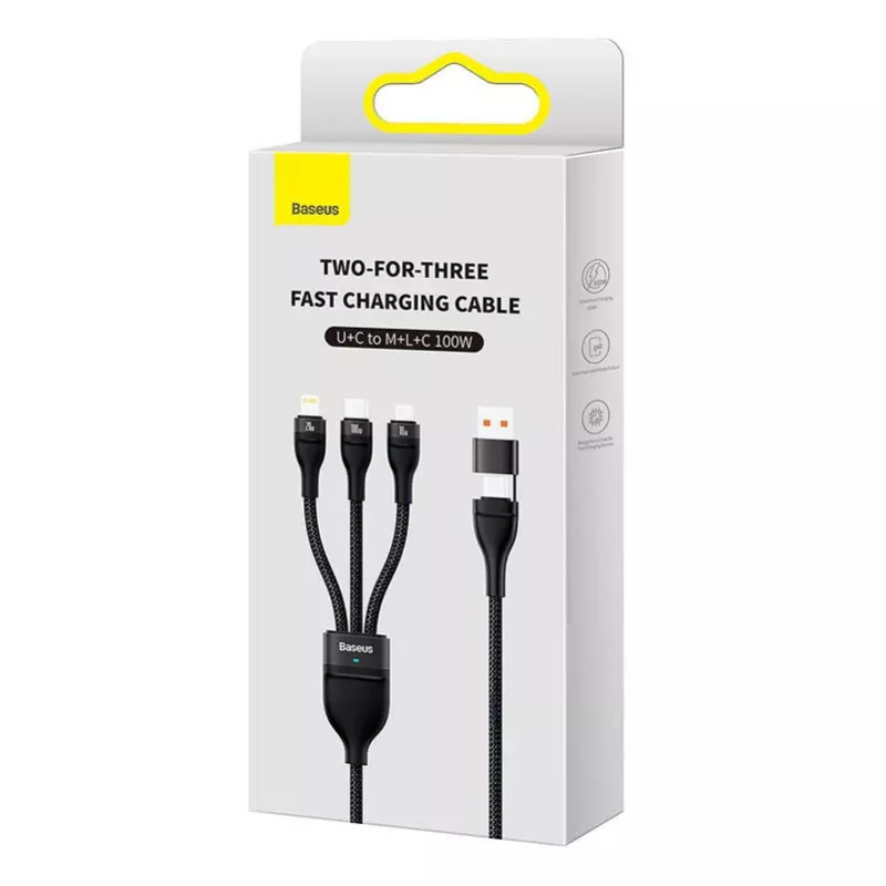 USB Laidas Baseus CASS030101 1.2m USB A/USB C USB C/Micro-USB B/Lightning Juodas