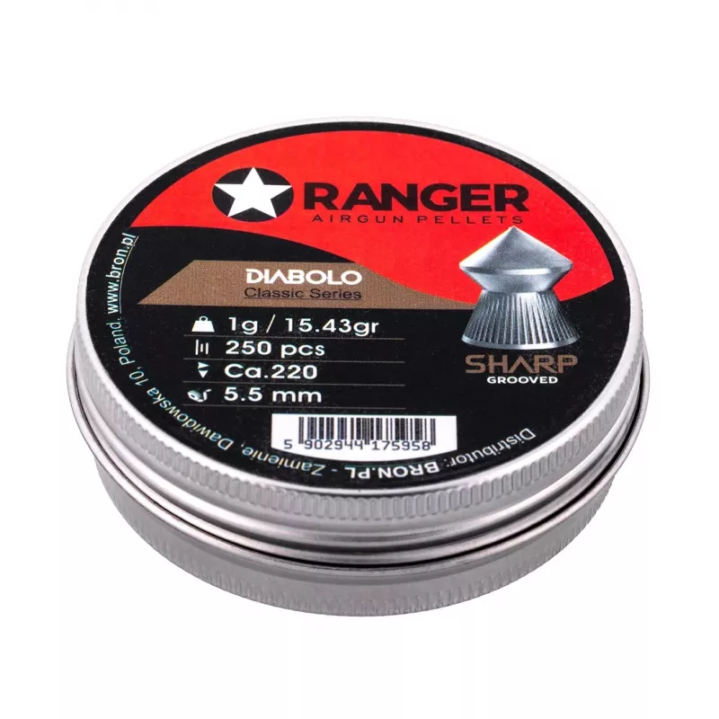 5,5 mm RANGER Diabolo Professional aštriais grioveliais antgalis 250 granulių