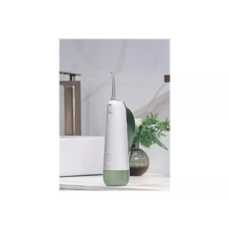 Oclean W10 nešiojamasis vandens siūlų valiklis - baltas/žalias burnos irigatorius su 200 ml talpykla