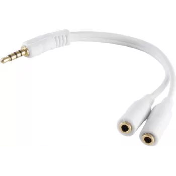 Adapter ShiverPeaks 4‑polių 3,5 mm kištukas į 2× 4‑polių 3,5 mm lizdą, auksuoti kontaktai, 0,2 m, baltas