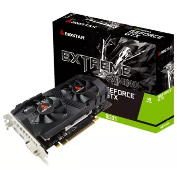 Grafikos plokštė BIOSTAR GeForce GTX 1050 Ti — 4 GB GDDR5, 128-bitų, PCIe 3.0, 1291 MHz