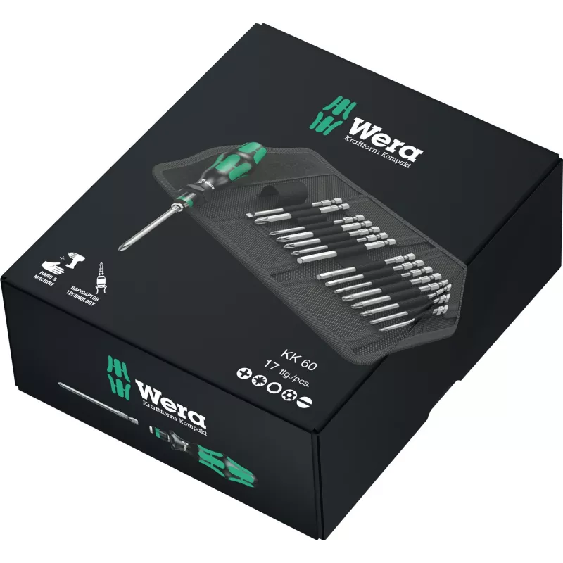 Kombinuotas atsuktuvas Wera Kraftform Kompakt 60 rinkinys