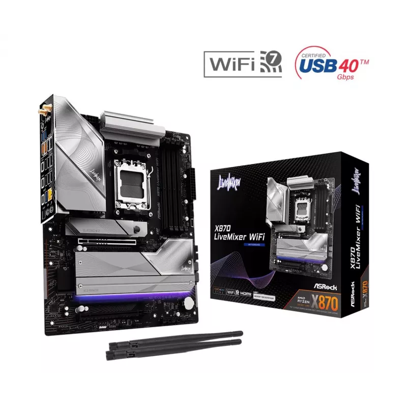 Pagrindinė plokštė ASROCK X870 (Socket AM5, ATX, DDR5, 4 atminties lizdai, X870LIVEMIXERWIFI)