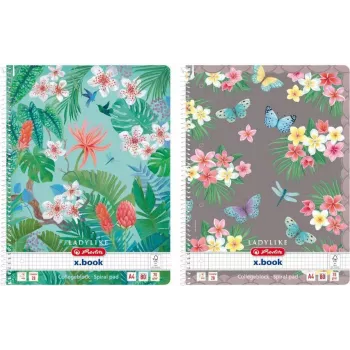 Spiralinis bloknotas Herlitz A4 Ladylike 80 lapų languotu popieriumi