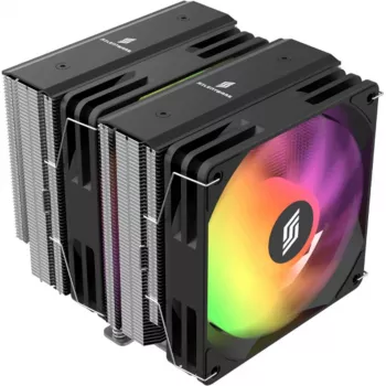 CPU aušintuvas Silentware Titan RGB dvigubo bokšto su 6 šilumos vamzdeliais ir 2×120 mm PWM A-RGB ventiliatoriais