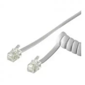Wentronic Goobay telefono ragelio spiralinis laidas CCA (variu dengtas aliuminis), baltas, 2 m - RJ10 kištukas (4P4C) į RJ10 kištuką (4P4C) (50246)