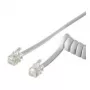 Wentronic Goobay telefono ragelio spiralinis laidas CCA (variu dengtas aliuminis), baltas, 2 m - RJ10 kištukas (4P4C) į RJ10 kištuką (4P4C) (50246)