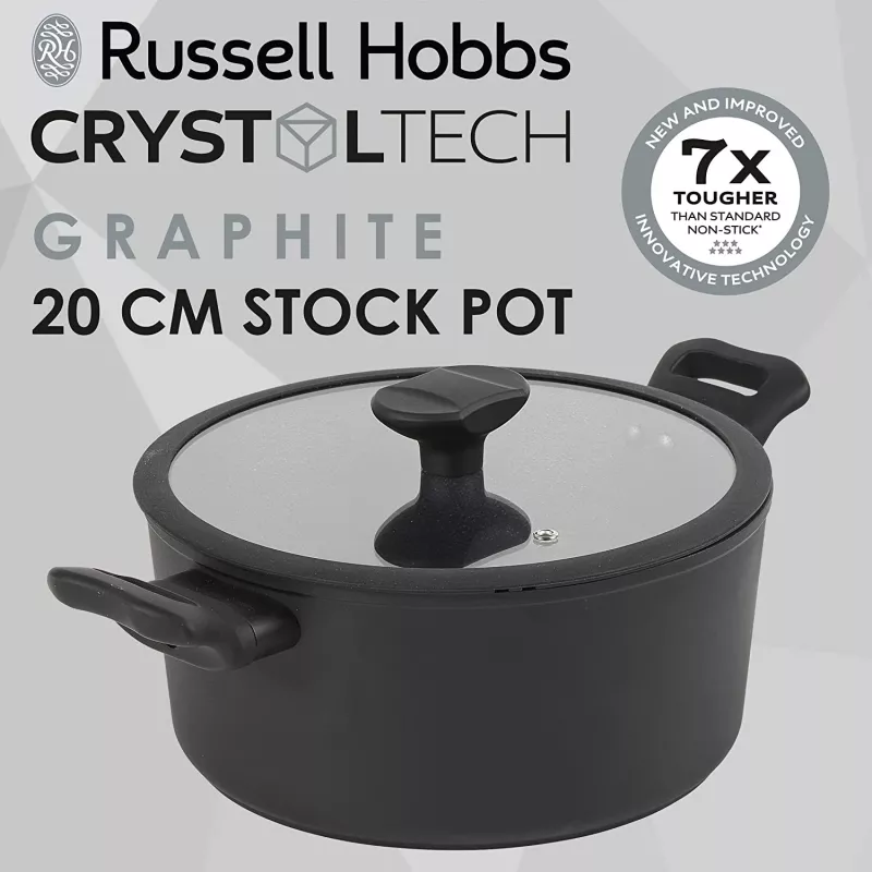 Puodas Russell Hobbs RH01863EU7 20 cm Crystaltech virtuvės indai nerūdijantis plienas stiklinis dangtis