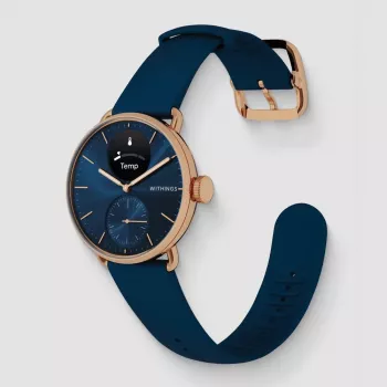 Withings ScanWatch 2 - Laikrodis su EKG, širdies ritmo, SpO2, aktyvumo ir miego stebėjimu (38 mm, mėlynas rožinis auksas)
