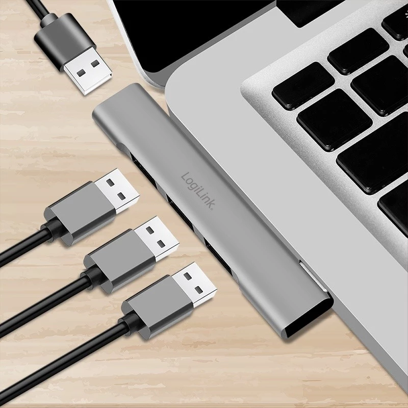 „LogiLink“ USB 3.2 Gen1 šakotuvas 4 prievadų USB-A 1x USB3.0 AF 3x USB2.0 AF UA0436