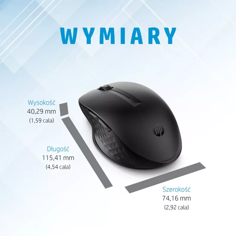 HP 435 Multi-Device Wireless pelė, Ambidextrous, RF Wireless + Bluetooth, 4000 DPI, Juoda