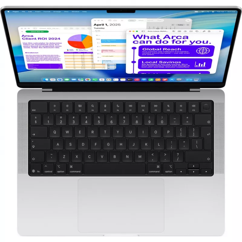 “Apple MacBook Pro Space Black MDE04D/A - 35,6 cm (14''), M5 10 branduolių procesorius, 10 branduolių GPU, 16 GB RAM, 512 GB SSD /be maitinimo šaltinio”