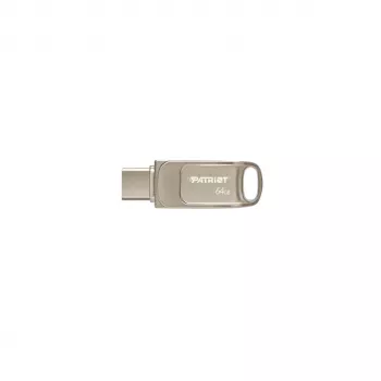 USB atmintinė PATRIOT PS64GT560DS5D 64GB USB 3.2 (USB-A ir USB-C), pasukamo cinko lydinio korpusas, sidabrinė