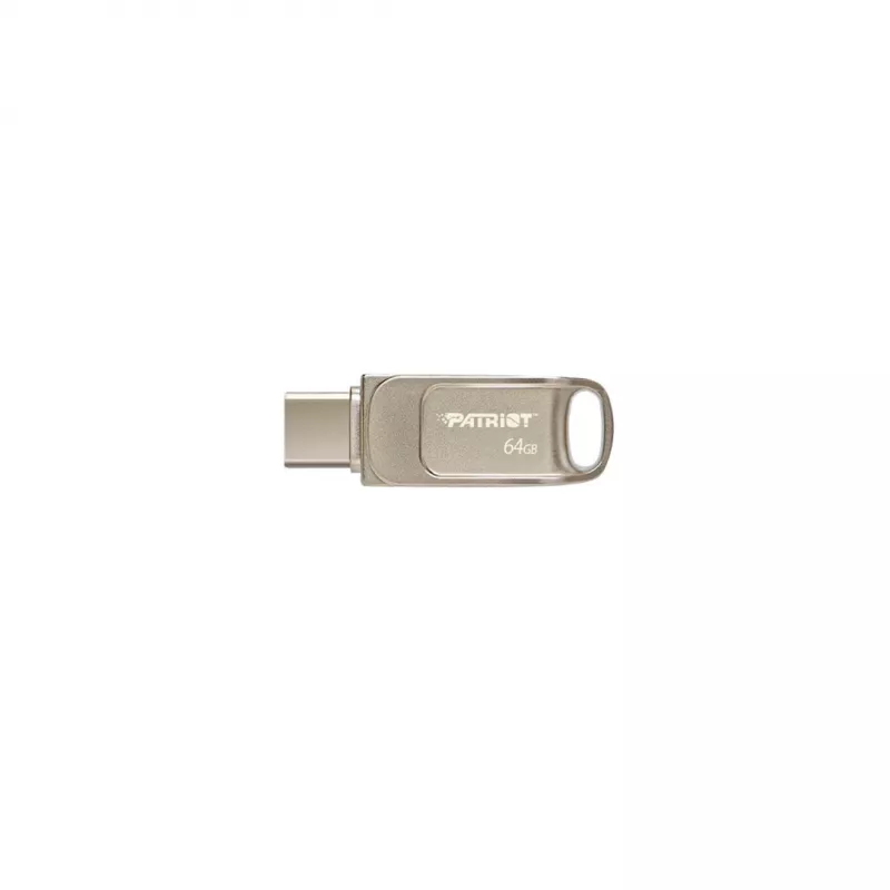 USB atmintinė PATRIOT PS64GT560DS5D 64GB USB 3.2 (USB-A ir USB-C), pasukamo cinko lydinio korpusas, sidabrinė