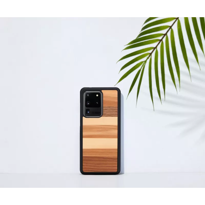 Apsauginis telefono dėklas man and wood Galaxy S20 Ultra — juodos medienos apdaila