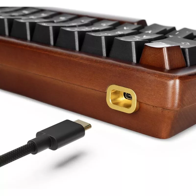Sharkoon 100068100 klaviatūra, skirta biurui, USB, QWERTZ vokiška, medžio spalva, 61 klavišas, RGB LED