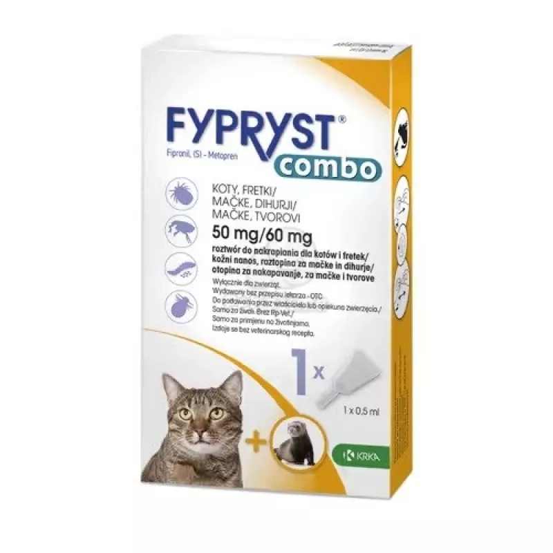 FYPRYST Combo 50/60mg - lašai nuo blusų ir erkių katėms – 1x0,5ml