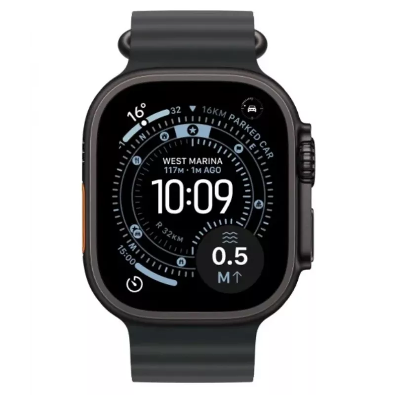 Išmanusis laikrodis Apple Watch Ultra 3 GPS + Cellular 49mm juodo titano korpusas su juoda vandenyno juostele