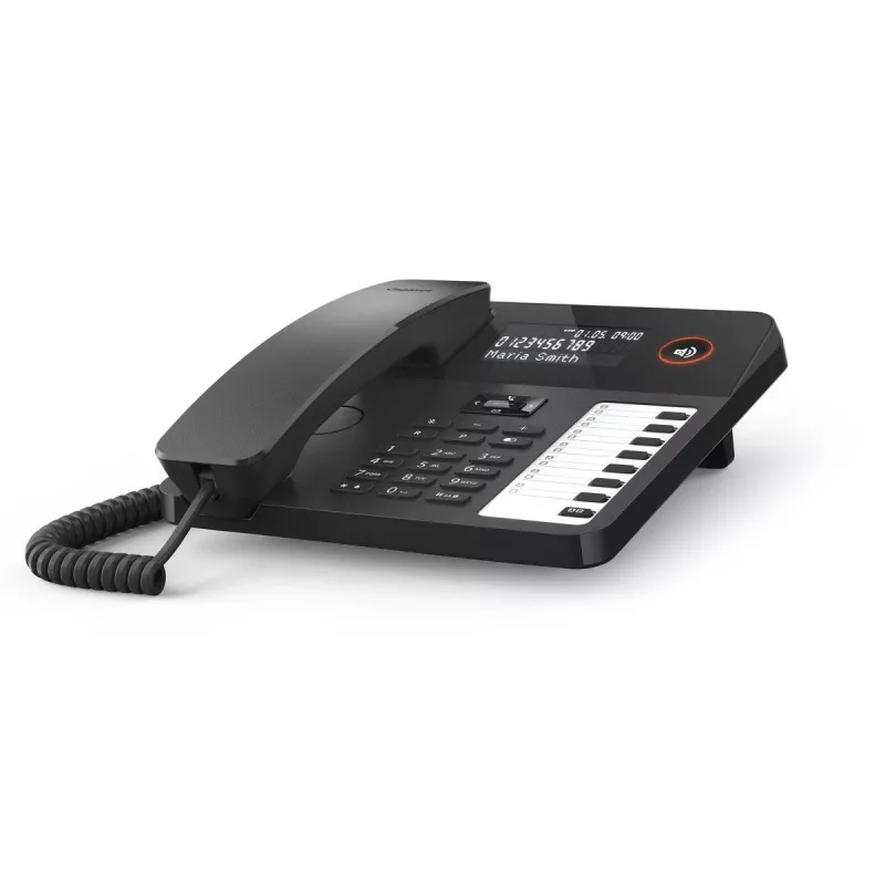Laidinis stalinis telefonas Gigaset DESK 600 Juoda — laidinis stacionarus telefonas su skambinimo funkcija