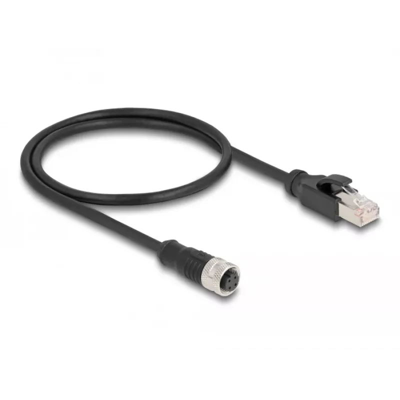 DeLOCK M12 adapterio kabelis D-koduotas 4 kontaktų moteriškas į RJ45 vyriškas 50 cm