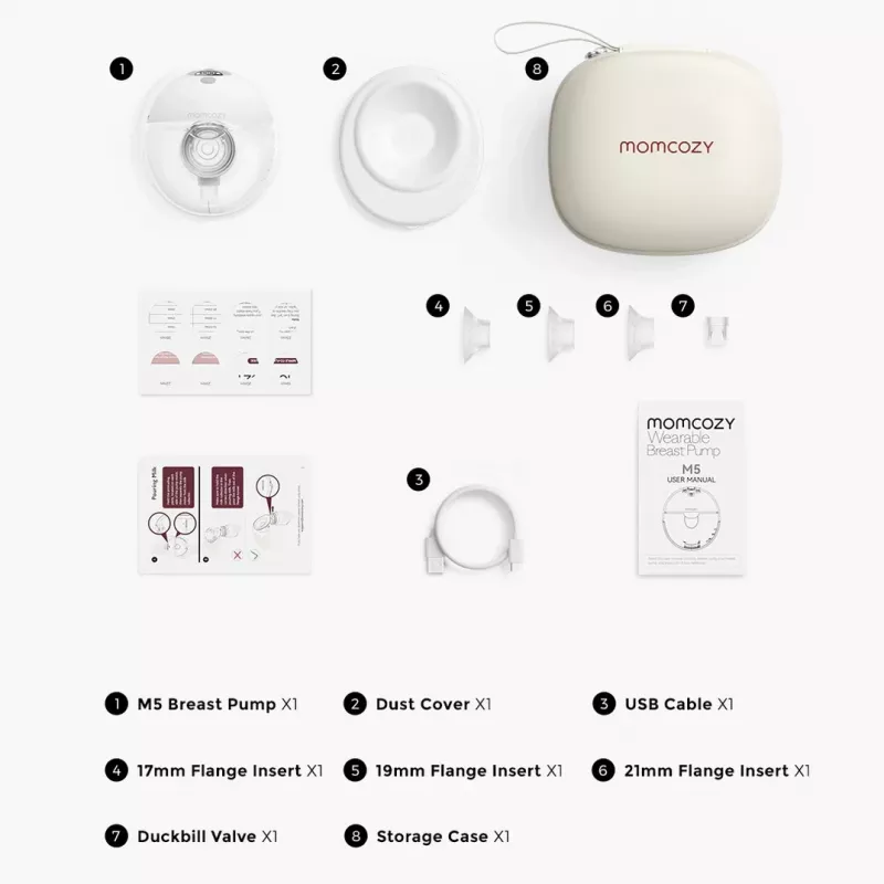 Krūties siurblys Momcozy BP179-GR00BA-A 160 ml Elektroninis Baterija Kintamosios srovės adapteris