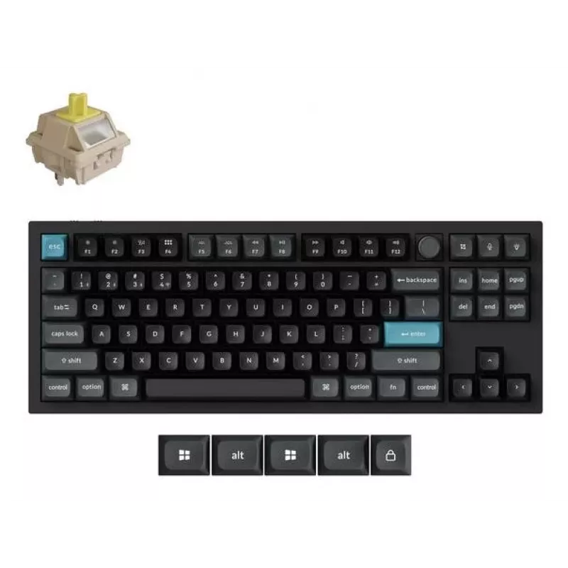 Mechaninė klaviatūra Keychron Q3 Ultra 8K — 80 % QWERTY, laidinė ir Bluetooth, RGB, juoda