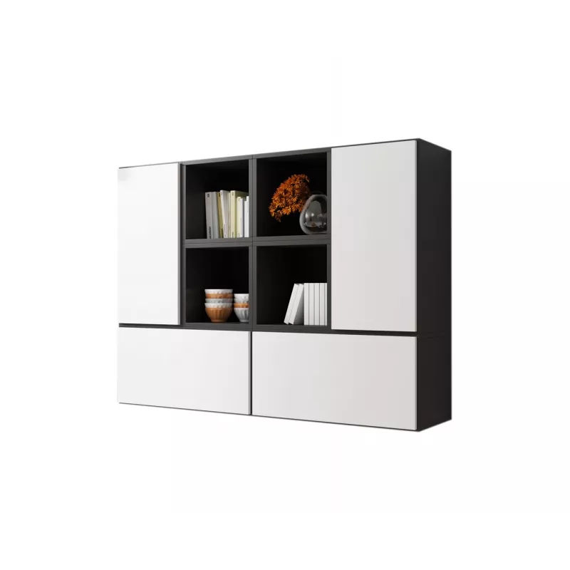 Cama living room furniture set ROCO 19 (4xRO3 + 4xRO6) Juoda/Juoda/Balta