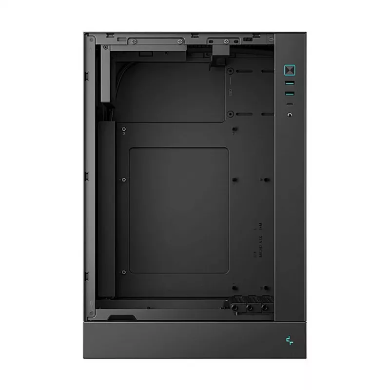 PC korpusas DeepCool CH170 PLUS Tower Juoda — micro-ATX/mini-ITX, grūdintas stiklas, USB-C, viršuje montuojamas PSU