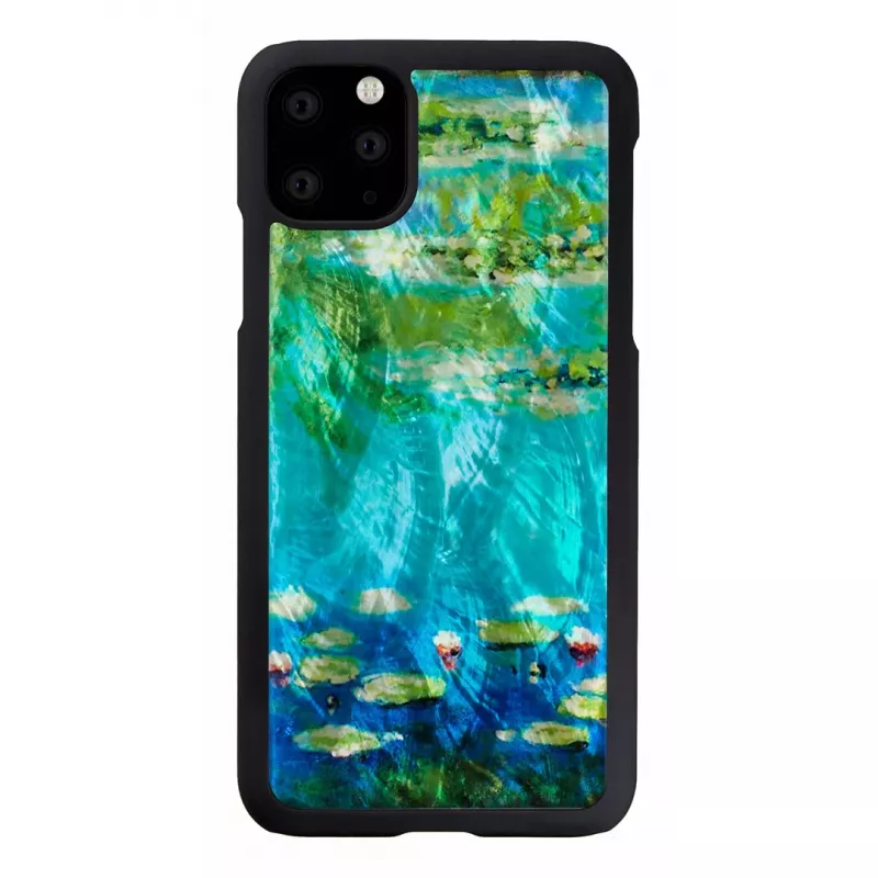 Telefono dėklas iKins, skirtas iPhone 11 Pro Max — vandens lelijų dizainas, juodas