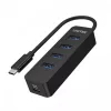 USB šakotuvas Unitek uHUB Q4 — 4 prievadų USB 3.2 Gen 1 (Type-A) šakotuvas, USB-C priegloba, 5 Gbit/s, 10 W, juodas