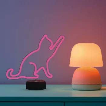 Stalinė / Dekoratyvinė LED lempa MANTA SNL80PK — katės formos rožinė, integruotas LED, dekoratyvinis apšvietimas