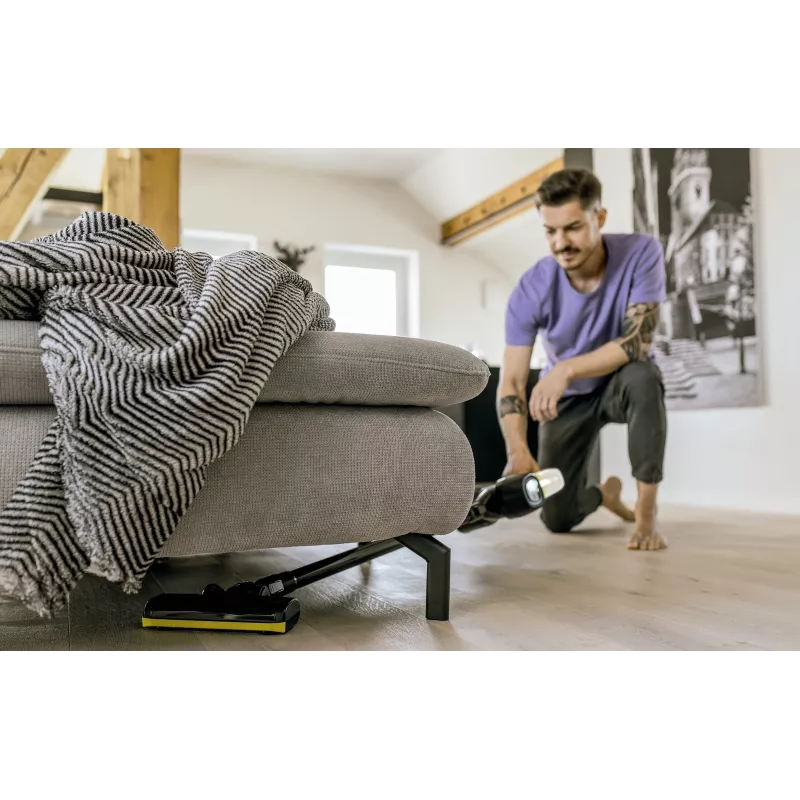 Stick vacuum Karcher 2-in-1 VC 4, bagless, cordless 21,6 V Li-Ion, 30 min veikimo laikas, HEPA, 2 greičiai, geltona/juoda