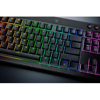 Razer JuodaWidow V4 Low-Profile HyperSpeed klaviatūra, žaidimams, USB, RF belaidė, Bluetooth, QWERTY US International, juoda