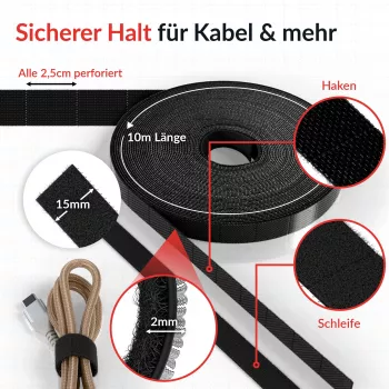 Kabelių velcro juostos ritinys „Label the kabelis LTC 1410-10“ — 10 m, juoda