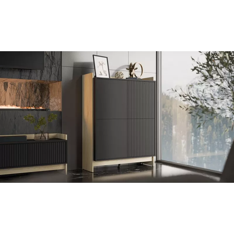 Cama PORTO komoda 100x38x130 ąžuolas/juodas