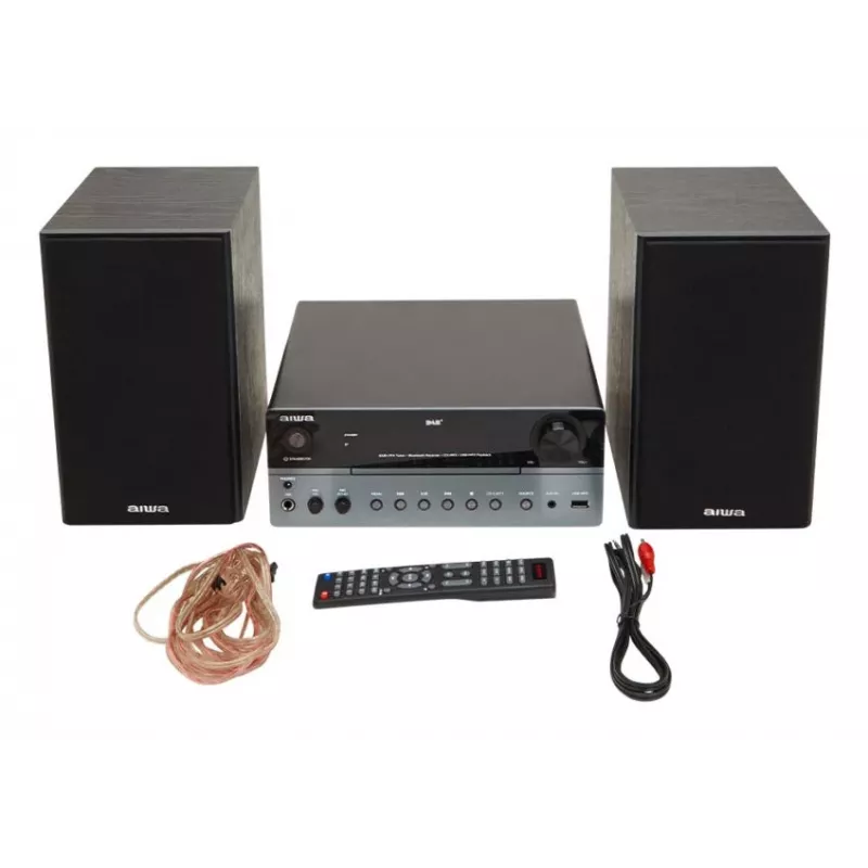 Namų garso mikrosistema Aiwa MSBTU-700DAB — 25 W RMS, DAB+/FM, Bluetooth 10 m, dėklo tipo CD, LED ekranas, juoda/arktinė mėlyna