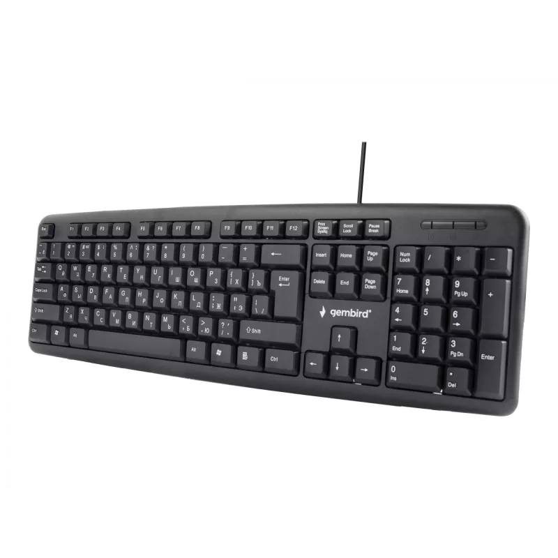 Klaviatūra Gembird KB-U-103-RU Office USB QWERTY anglų rusų juoda