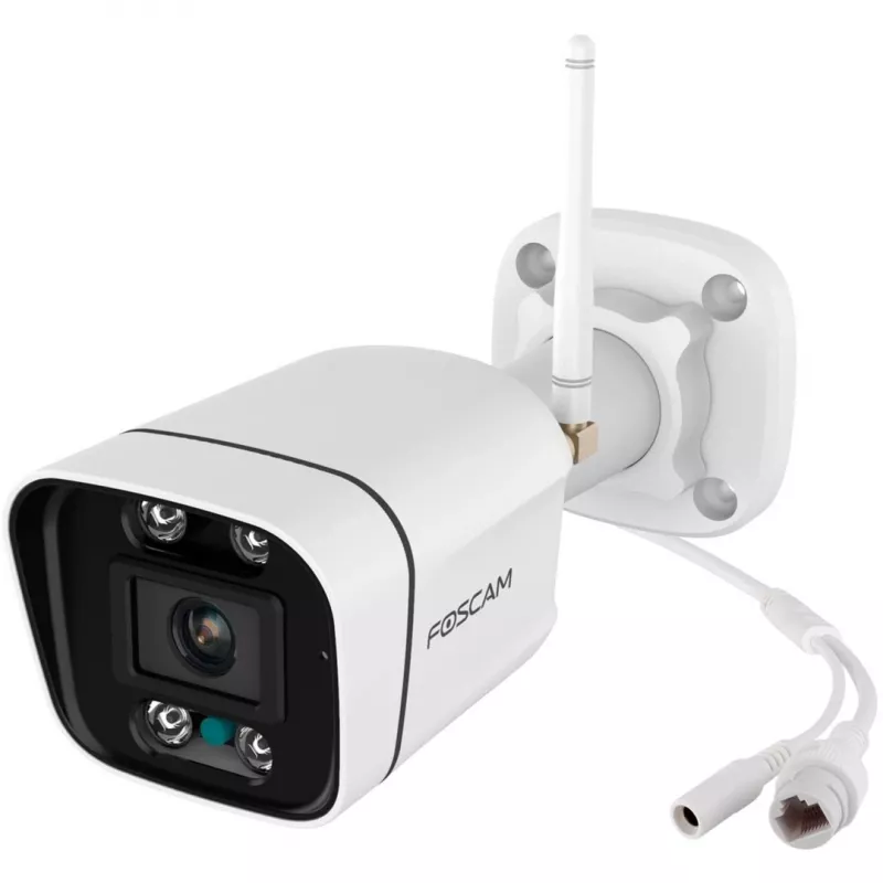 Foscam V8P Wi-Fi stebėjimo kamera balta 8MP (3840x2160), dviejų juostų Wi-Fi, integruotas prožektorius ir signalinė sirena (V8P-W)