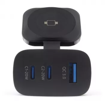 RealPower 450476 mobiliojo įrenginio įkroviklis išorinė baterija, išmanusis laikrodis, planšetė juoda kintamoji srovė belaidis įkrovimas greitasis įkrovimas vidaus