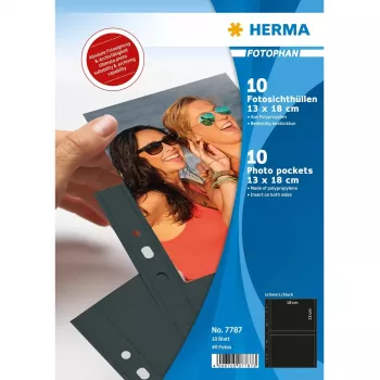 Nuotraukų įdėklai HERMA Fotophan 13x18 cm gulsčias juodas 10 vnt.