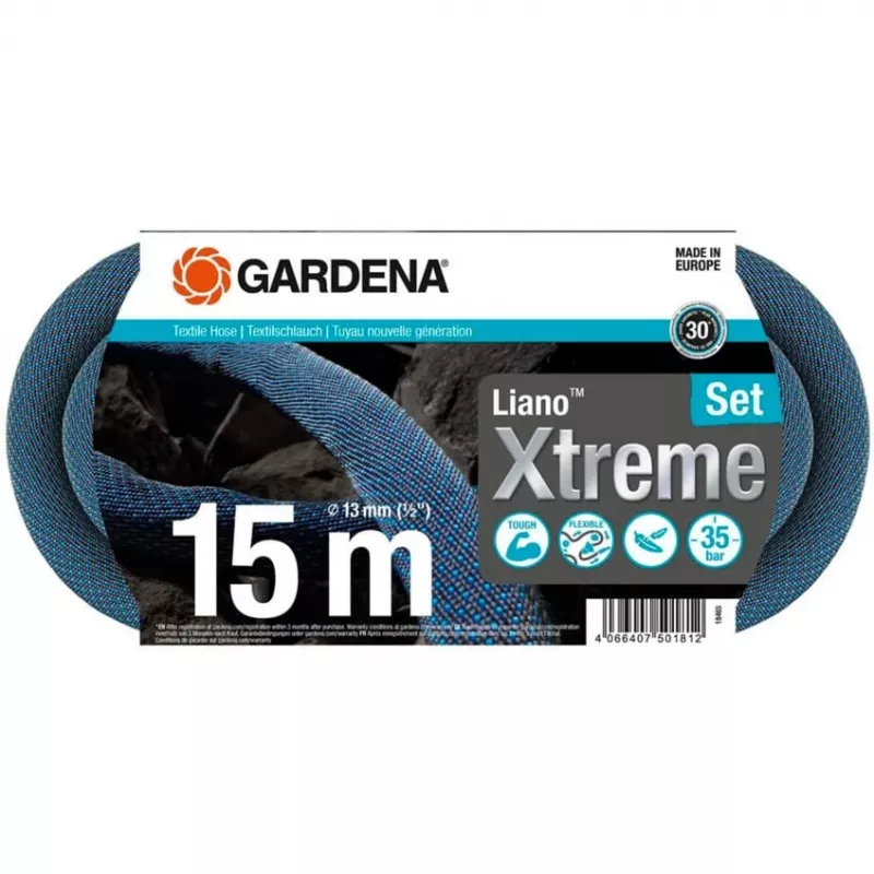 Gardena Liano sodo žarna 15 m PVC juoda mėlyna pilka